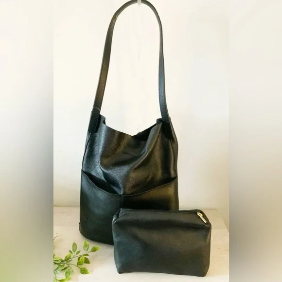 ANTHROPOLOGIE LEATHER SHOULDER BAG & POUCH NWT